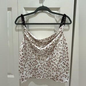 Leopard print cowl neck top